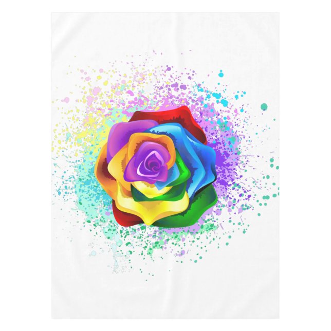 Colourful Rainbow Rose Tablecloth (Front)