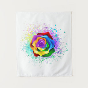 Colourful Rainbow Rose Tapestry