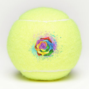 Colourful Rainbow Rose Tennis Balls