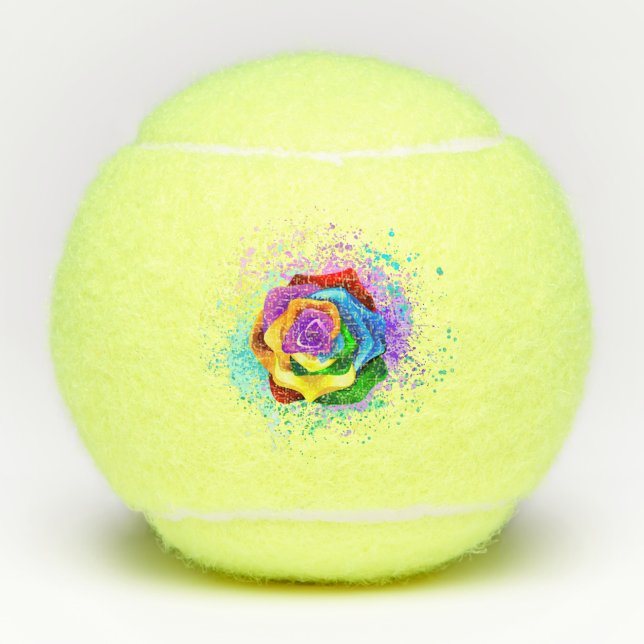 Colourful Rainbow Rose Tennis Balls (Front)