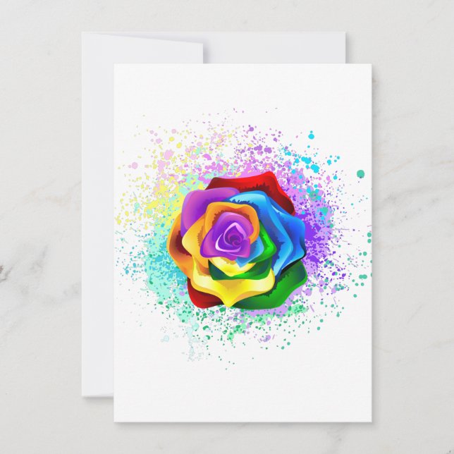 Colourful Rainbow Rose Thank You Card (Front)