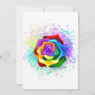 Colourful Rainbow Rose Thank You Card