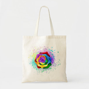 Colourful Rainbow Rose Tote Bag