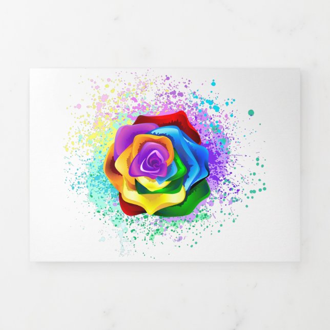 Colourful Rainbow Rose Tri-Fold Invitation (Cover)