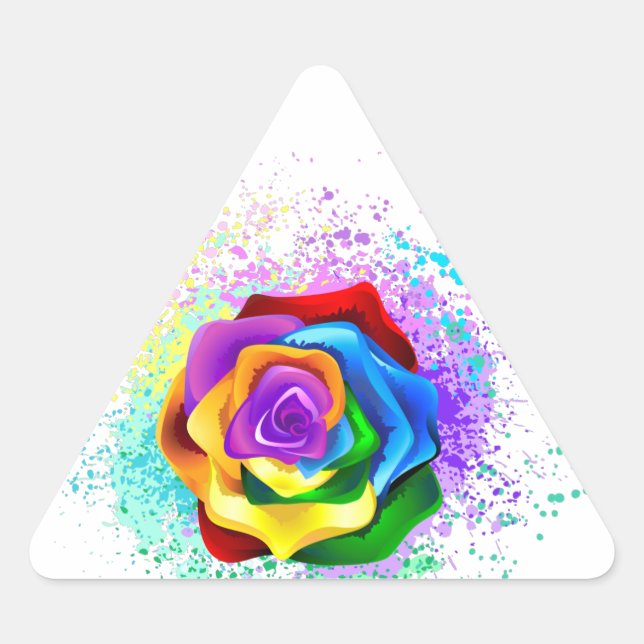 Colourful Rainbow Rose Triangle Sticker (Front)