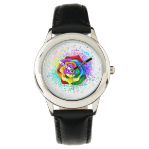 Colourful Rainbow Rose Watch
