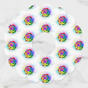 Colourful Rainbow Rose Wine Glass Tag