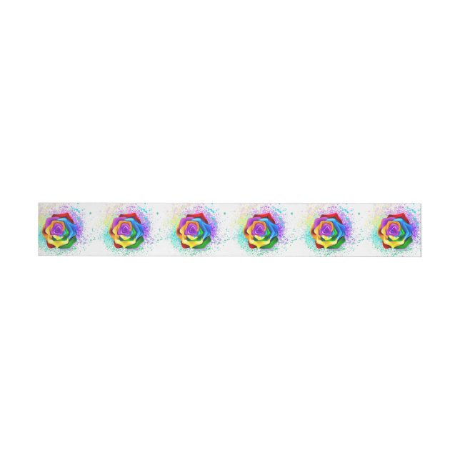 Colourful Rainbow Rose Wrap Around Label (Individual)