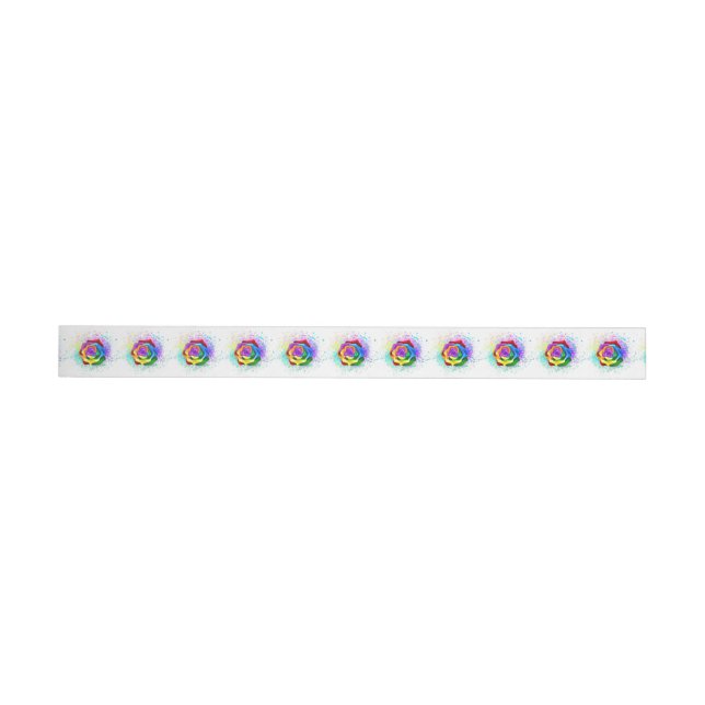 Colourful Rainbow Rose Wrap Around Label (Individual)
