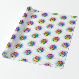 Colourful Rainbow Rose Wrapping Paper