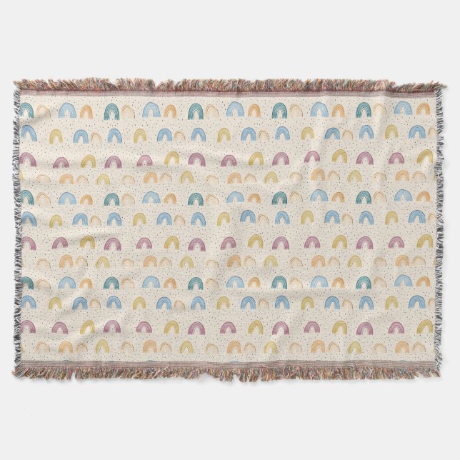 Colourful Rainbow Seamless Pattern Throw Blanket (Front)