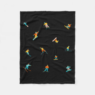 Colourful rainbow skiing crewneck, xmas apres ski fleece blanket