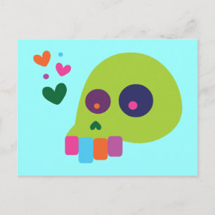 Colourful Rainbow Skull Postcard