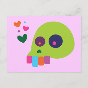 Colourful Rainbow Skull Postcard