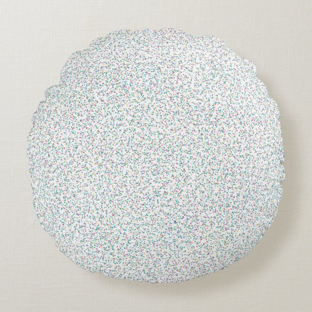 Colourful Rainbow Speckled Dots Round Pillow (Front)