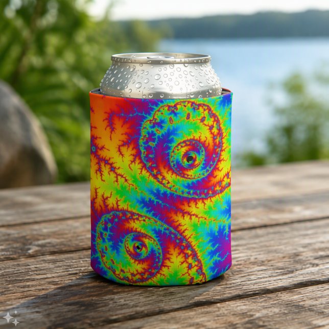 Colourful Rainbow Spiral Fractal Can Cooler (Creator Uploaded)