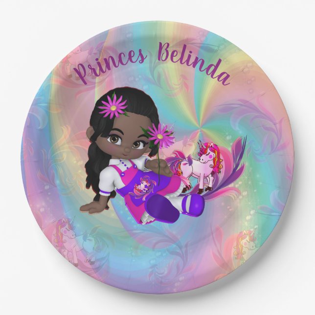 Colourful Rainbow Spirals Cutie Pie's Baby Shower Paper Plate (Front)