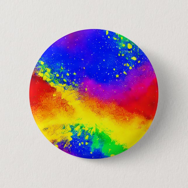 Colourful Rainbow Splattered Paint Pattern  2 Inch Round Button (Front)