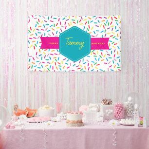 Colourful Rainbow Sprinkles Birthday Party Banner