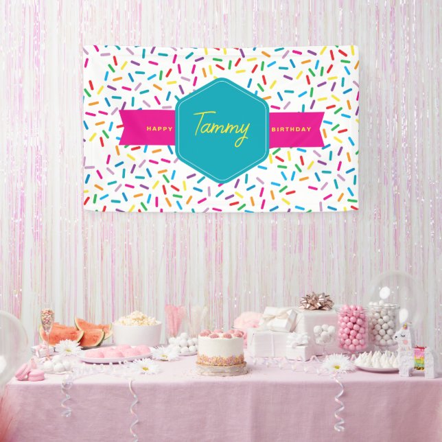 Colourful Rainbow Sprinkles Birthday Party Banner (Party)