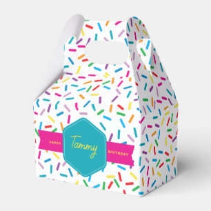 Colourful Rainbow Sprinkles Birthday Party Favor Box