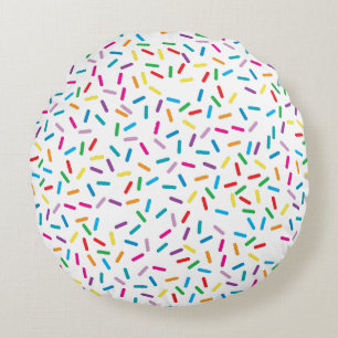 Colourful Rainbow Sprinkles Pattern Round Pillow