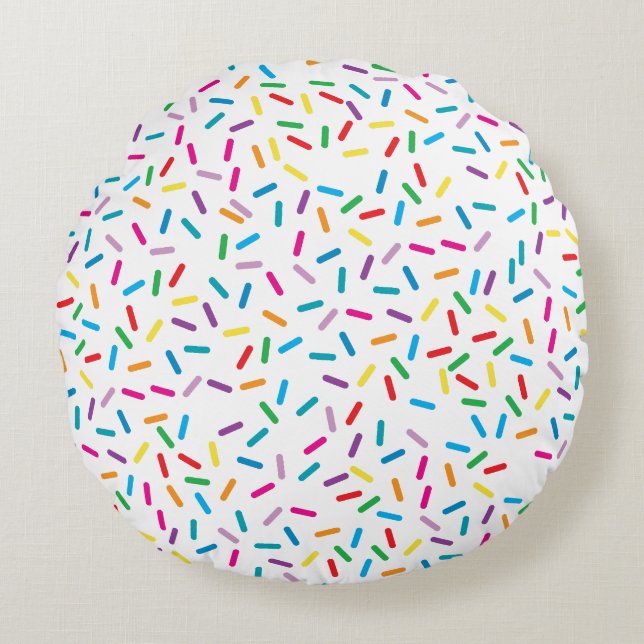 Colourful Rainbow Sprinkles Pattern Round Pillow (Front)