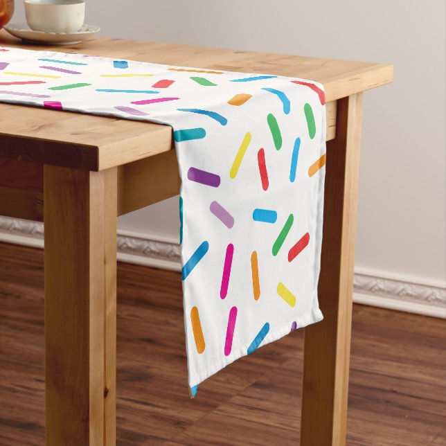 Colourful Rainbow Sprinkles Pattern Short Table Runner (In Situ)