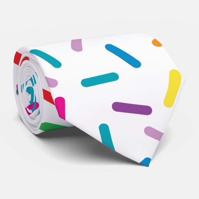 Colourful Rainbow Sprinkles Pattern Tie (Rolled)