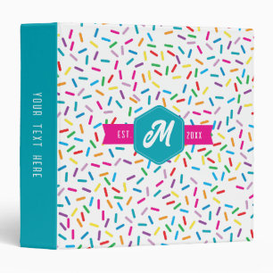 Colourful Rainbow Sprinkles Retro Monogram Binder
