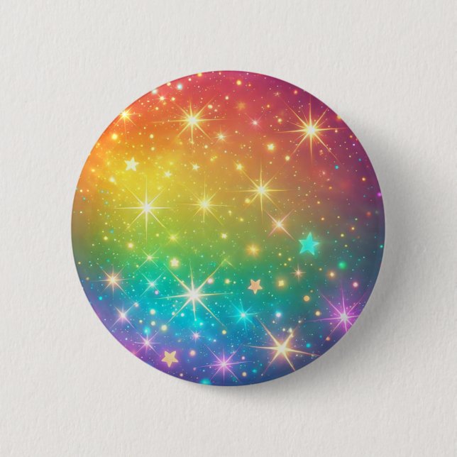 Colourful Rainbow star space 2 Inch Round Button (Front)