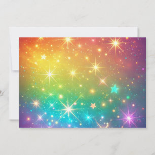 Colourful Rainbow star space Holiday Card