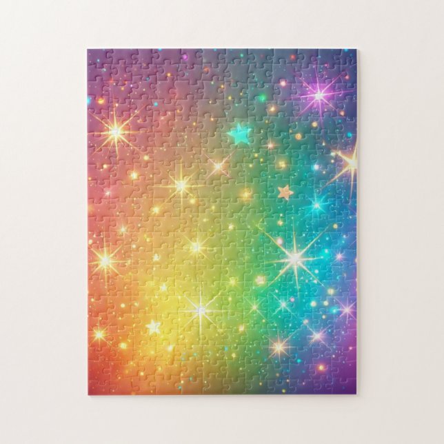 Colourful Rainbow star space Jigsaw Puzzle (Vertical)