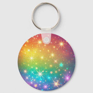 Colourful Rainbow star space Keychain