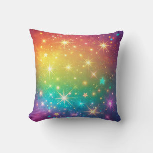 Colourful Rainbow star space Throw Pillow
