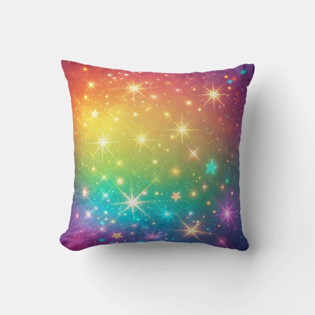Colourful Rainbow star space Throw Pillow (Front)