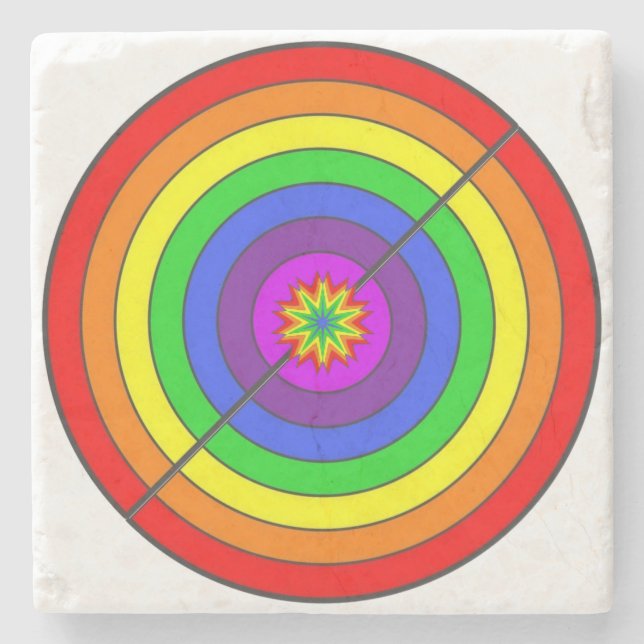 Colourful rainbow stone coaster (Front)