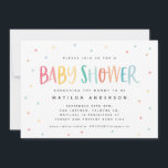 Colourful rainbow stripe and dot baby shower<br><div class="desc">Colourful rainbow stripe and dot baby shower invitation. Ideal for baby girl,  boy,  surprise or gender reveal baby shower. With its fun bright colourful design featuring stripes and polka dots this timeless classic is sure to look good at your party. Part of a co-odinating design.</div>