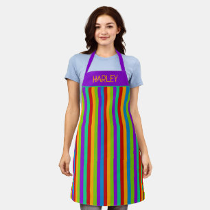 Colourful Rainbow Stripe Custom Apron