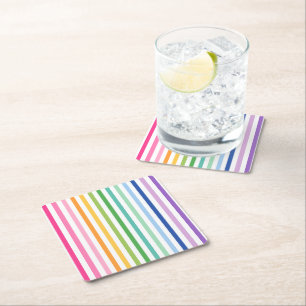 Colourful Rainbow Stripe Paper Coaster