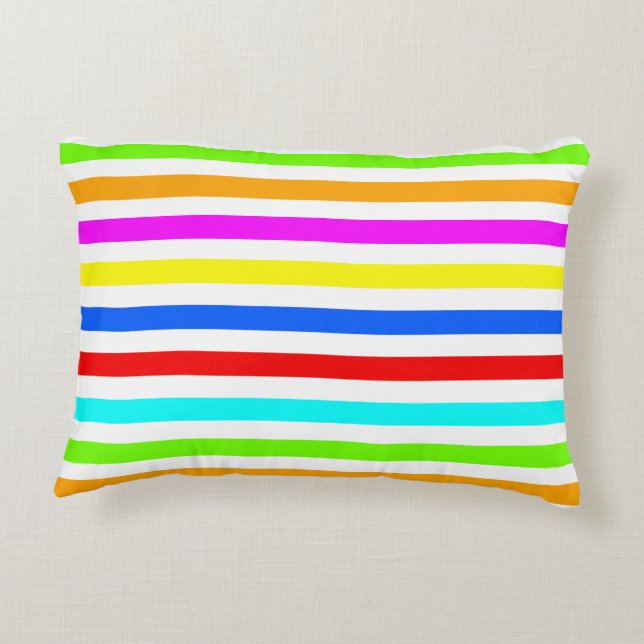 Colourful Rainbow Stripes  Accent Pillow (Back)