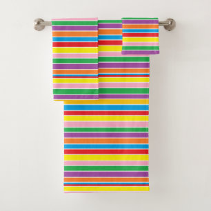 Colourful Rainbow Stripes Bath Towel Set