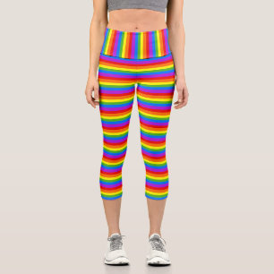 Colourful Rainbow Stripes Capri Leggings