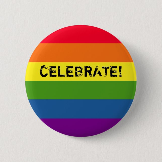 Colourful Rainbow Stripes Celebration 2 Inch Round Button (Front)