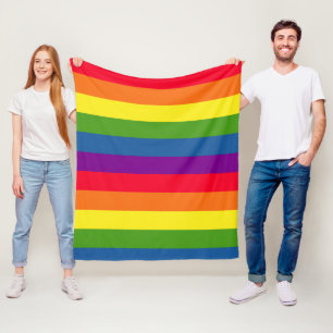 Colourful Rainbow Stripes Fleece Blanket