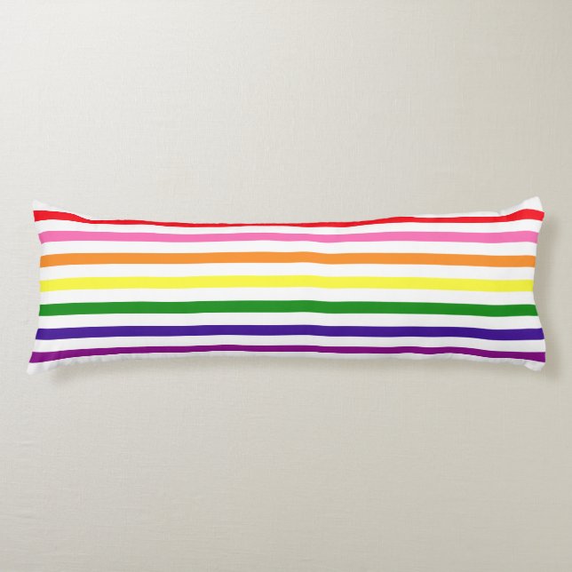 Colourful Rainbow Stripes Gay Pride Body Pillow (Front)