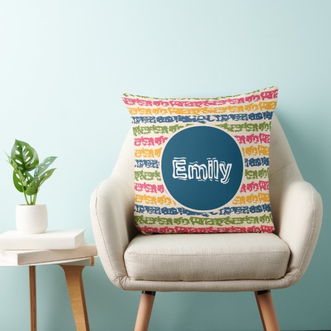 Colourful Rainbow Stripes Kids Nursery  Throw Pillow (Chair)