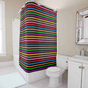 Colourful Rainbow Stripes Lines Design - Black