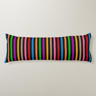 Colourful Rainbow Stripes Lines Design - Black Body Pillow