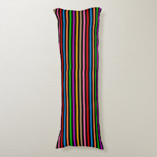 Colourful Rainbow Stripes Lines Design - Black Body Pillow